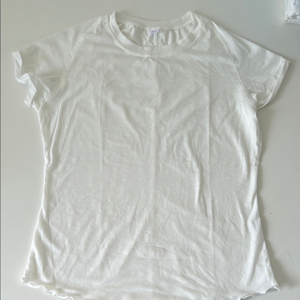 White Fitted Crew Neck Short Sleeve Tee